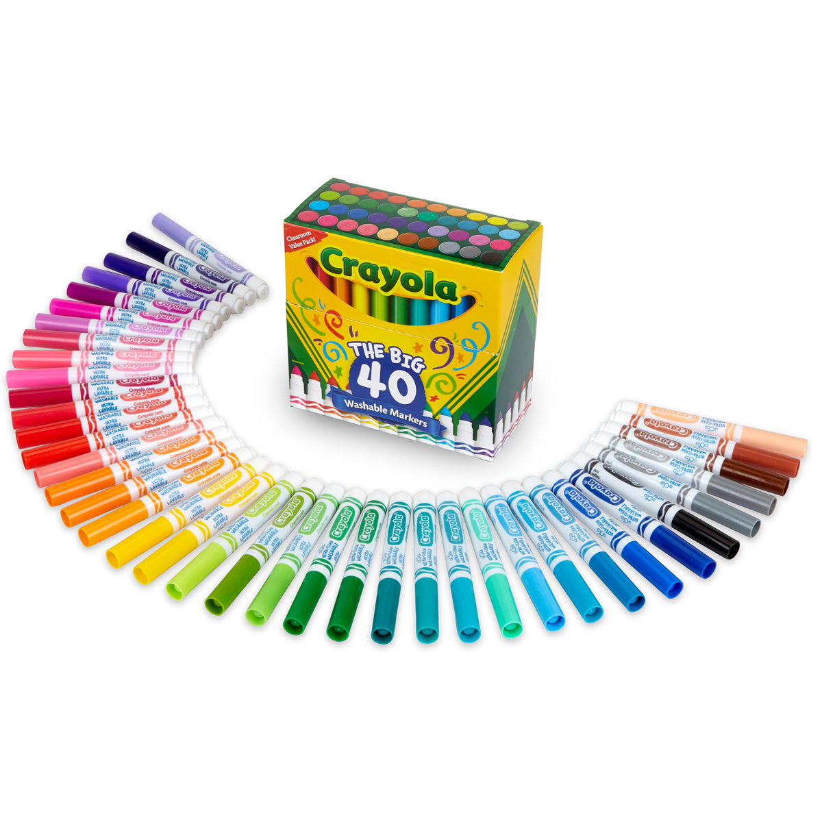 CRAYOLA WASHABLE BROADLINE MARKERS THE BIG 40 40pk