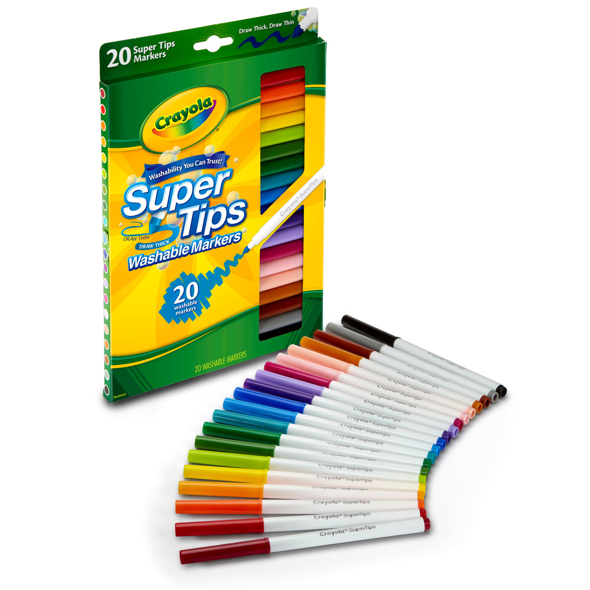 CRAYOLA FELT PENS SUPER WASHABLE PK 20