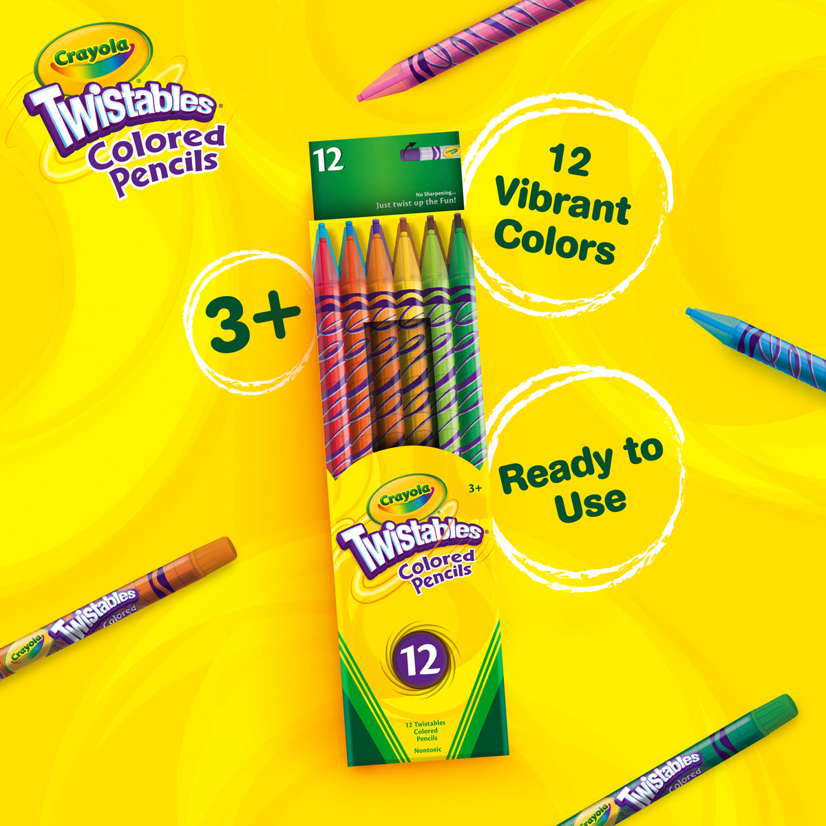 CRAYOLA TWISTABLE COLOURED PENCILS PK 12