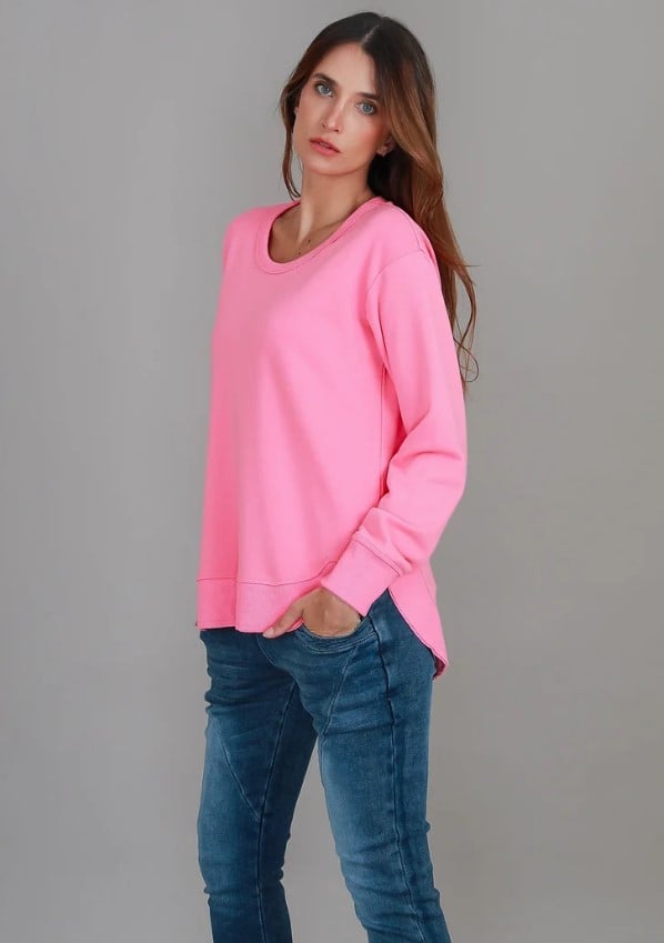 3rd STORY CHARLETTE CURVE HEM SWEATER [SZ:XS    CL:FRENCH ROSE]