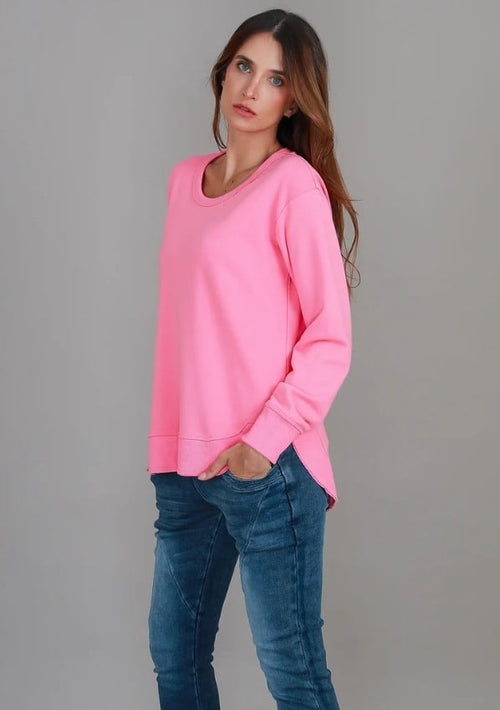3rd STORY CHARLETTE CURVE HEM SWEATER [SZ:XS    CL:FRENCH ROSE]