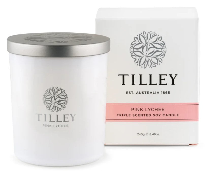 TILLEY TRIPLE SCENTED SOY CANDLE PINK LYCHEE