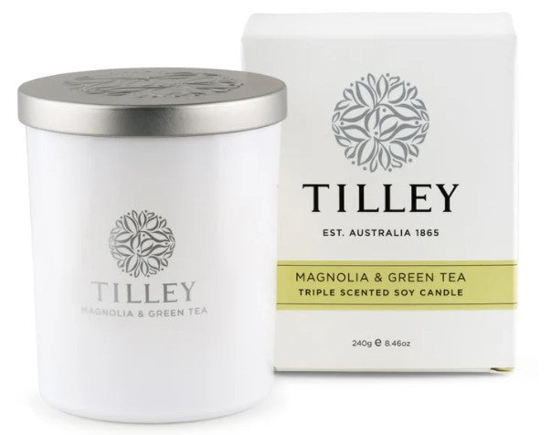 TILLEY TRIPLE SCENTED SOY CANDLE MAGNOLIA & GREEN TEA