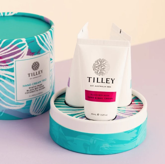 TILLEY HAND CREAM TRIO ROSE MUSK COCONUT
