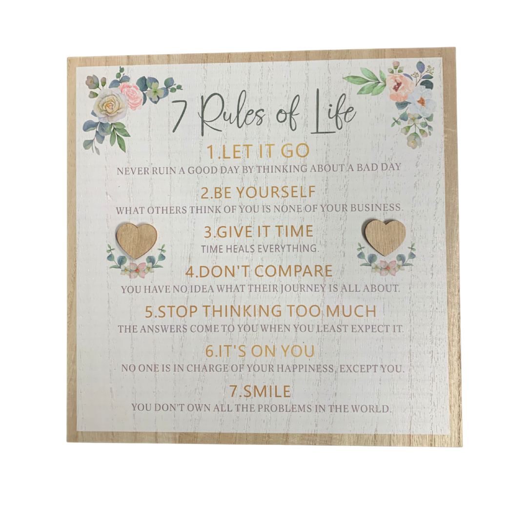 RULES OF LIFE MDF PLAQUE 25cm