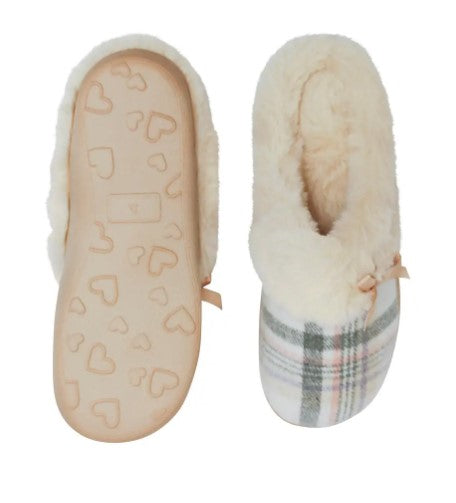 SNUGG UPS WOMEN'S SLIDE SLIPPER [SZ:35-36 CL:CREAM PLAID]