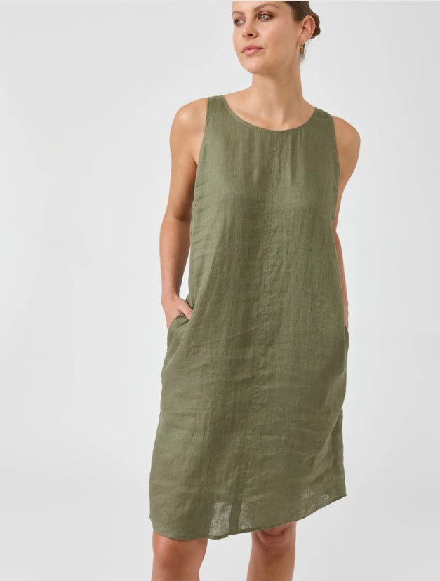 EB & IVE STUDIO MIDI DRESS [SZ:SMALL CL:KHAKI]
