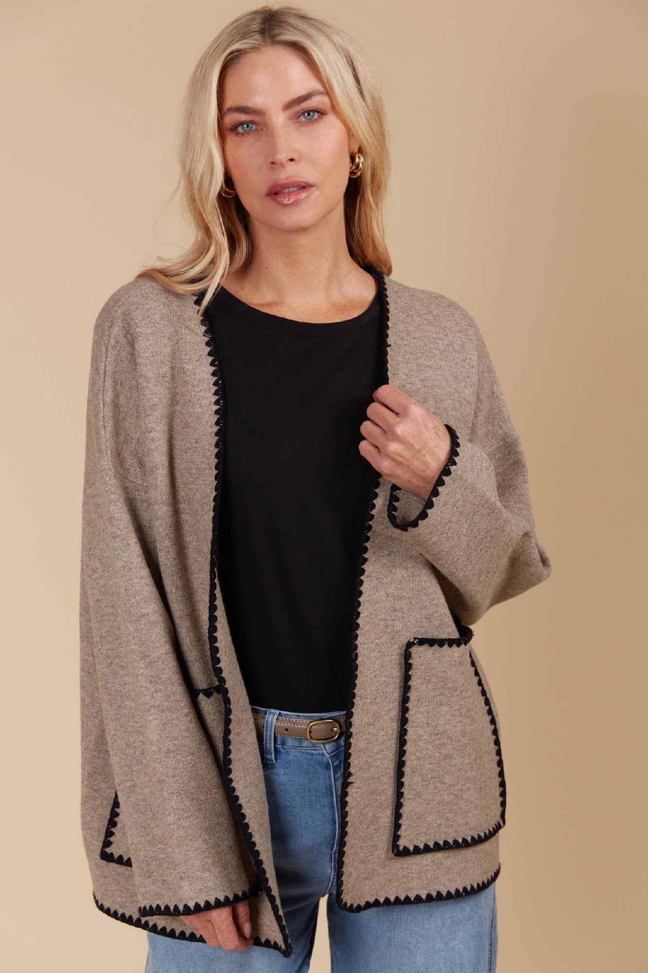 ISLE OF MINE ATHENA CARDIGAN TAUPE XSMALL [SZ:XSMALL]
