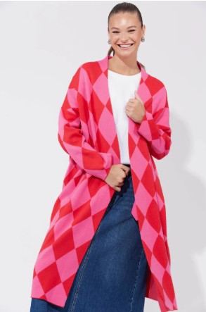 HAVEN CASABLANCA CARDIGAN CHILLI/PINK ONE SIZE