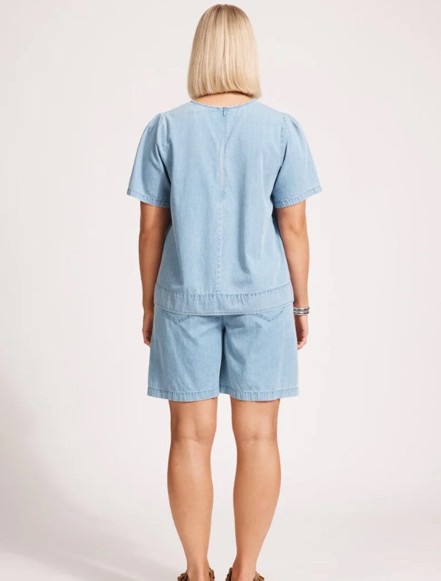 EB & IVE MELENIA DENIM TOP [SZ:XSMALL CL:DENIM]