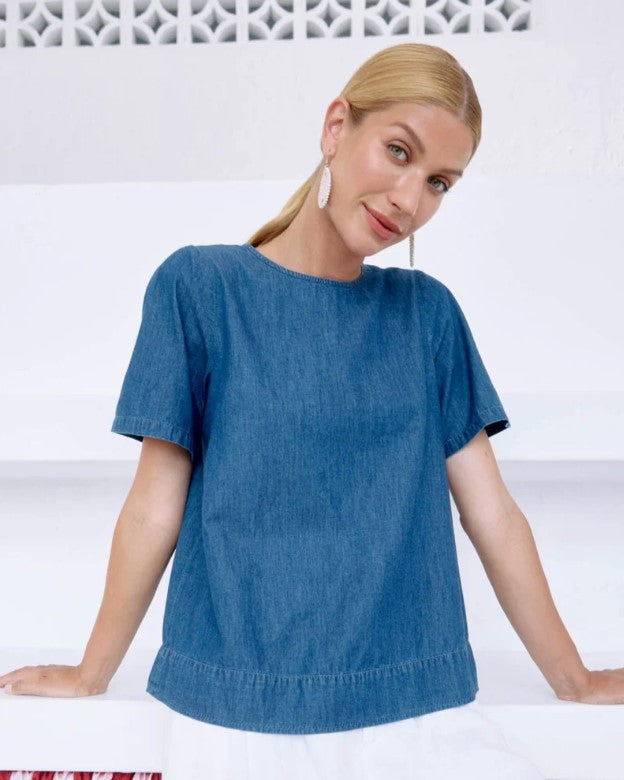 EB & IVE MELENIA DENIM TOP [SZ:SMALL CL:INDIGO]
