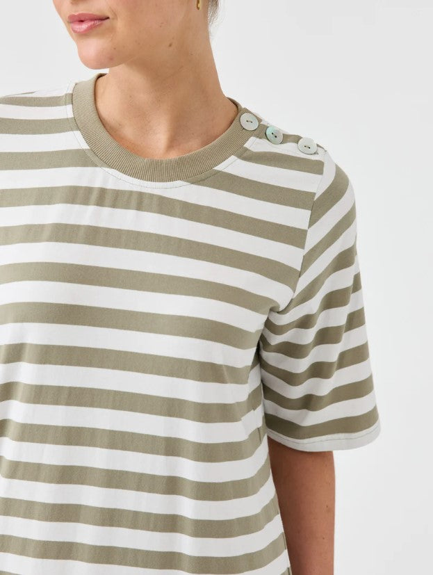 EB & IVE STUDIO STRIPE T SHIRT DRESS [SZ:XSMALL CL:OLIVE]