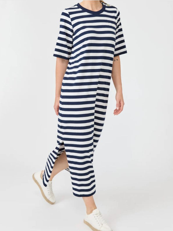 EB & IVE STUDIO STRIPE T SHIRT DRESS [SZ:XSMALL CL:INDIGO]