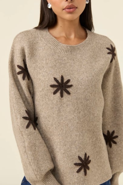 ISLE OF MINE MIRU STITCH FLOWER JUMPER [SZ:XSMALL CL:STONE]