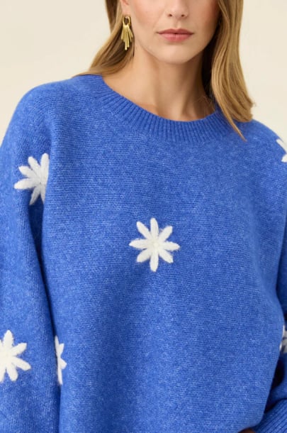 ISLE OF MINE MIRU STITCH FLOWER JUMPER [SZ:SMALL CL:COBALT]