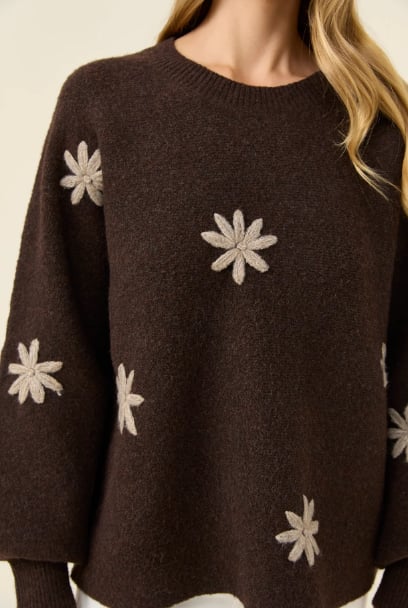 ISLE OF MINE MIRU STITCH FLOWER JUMPER [SZ:SMALL CL:CHOCOLATE]