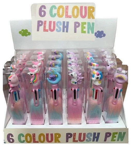 FLUFFY PENS 6 COLOUR PUSH PEN