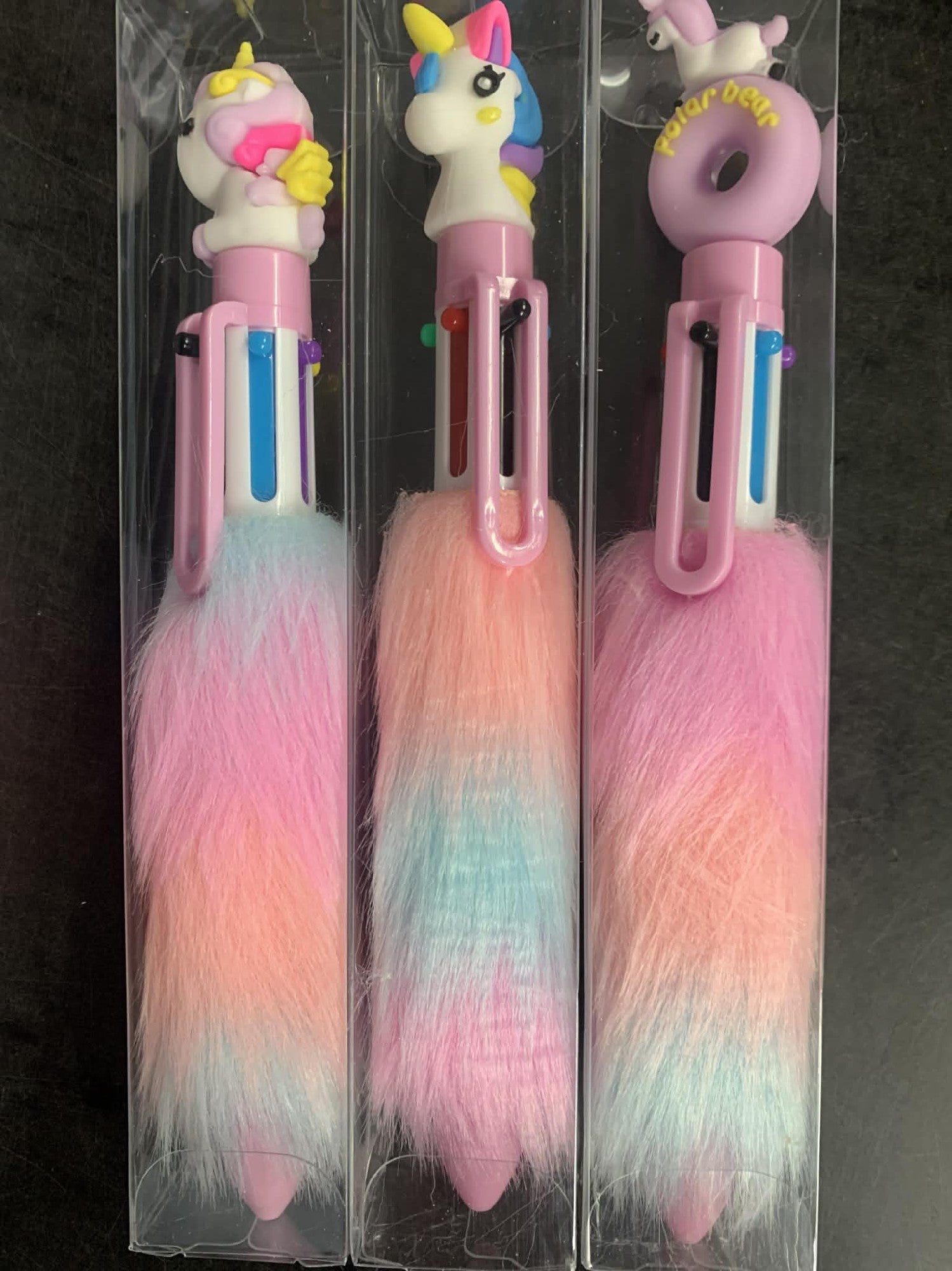 FLUFFY PENS 6 COLOUR PUSH PEN
