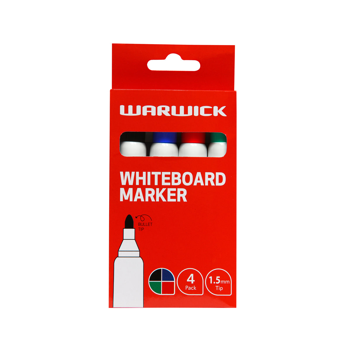 WARWICK WHITEBOARD 4PK ASST BULLET TIP