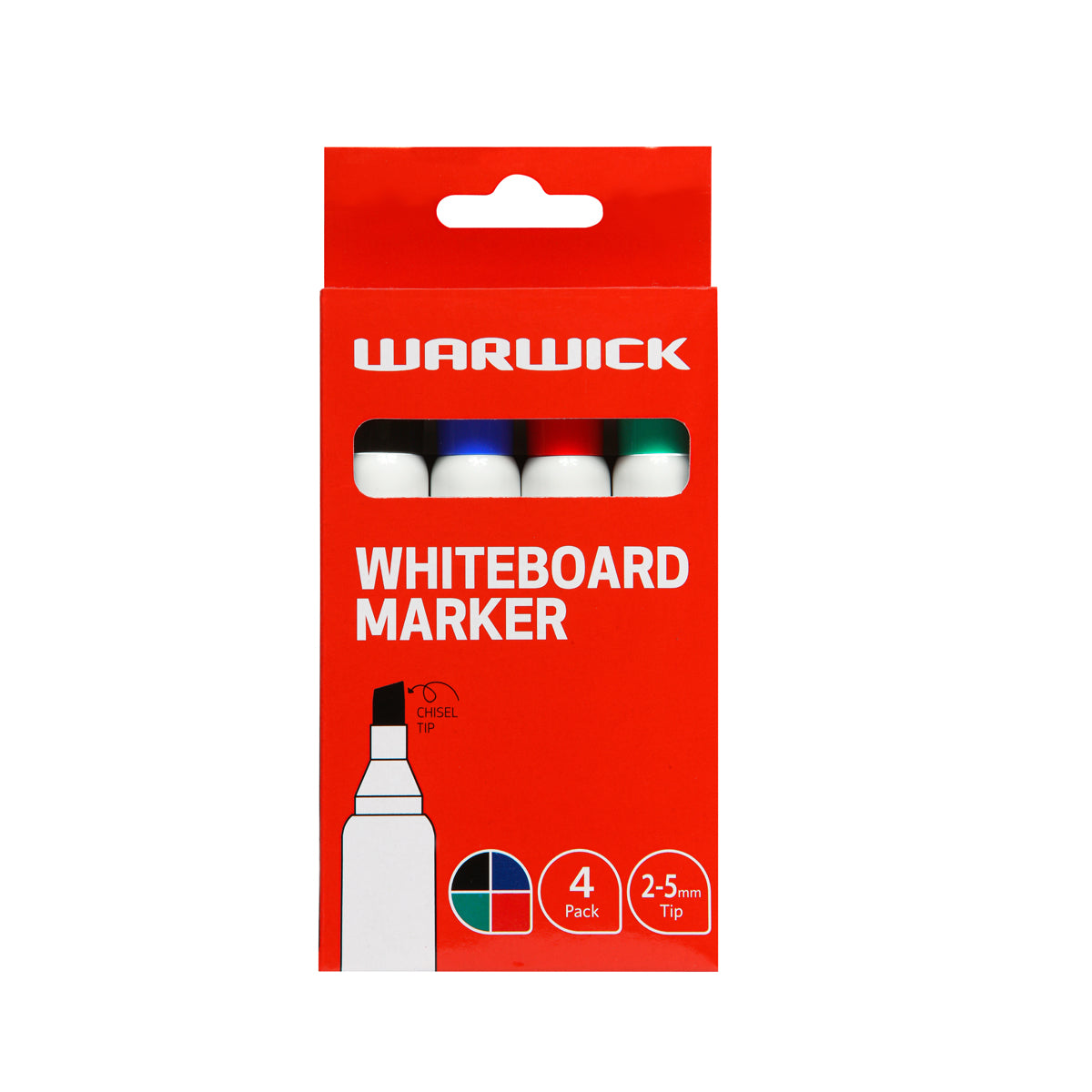 WARWICK WHITEBOARD 4PK ASST CHISEL TIP