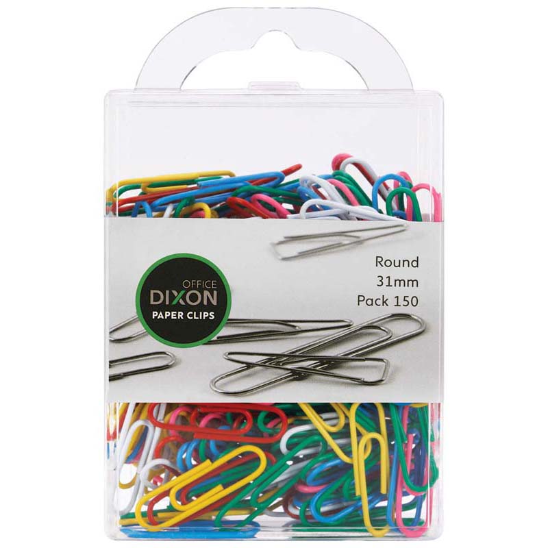 PAPER CLIPS DIXON 31MM ROUND COL PACK150