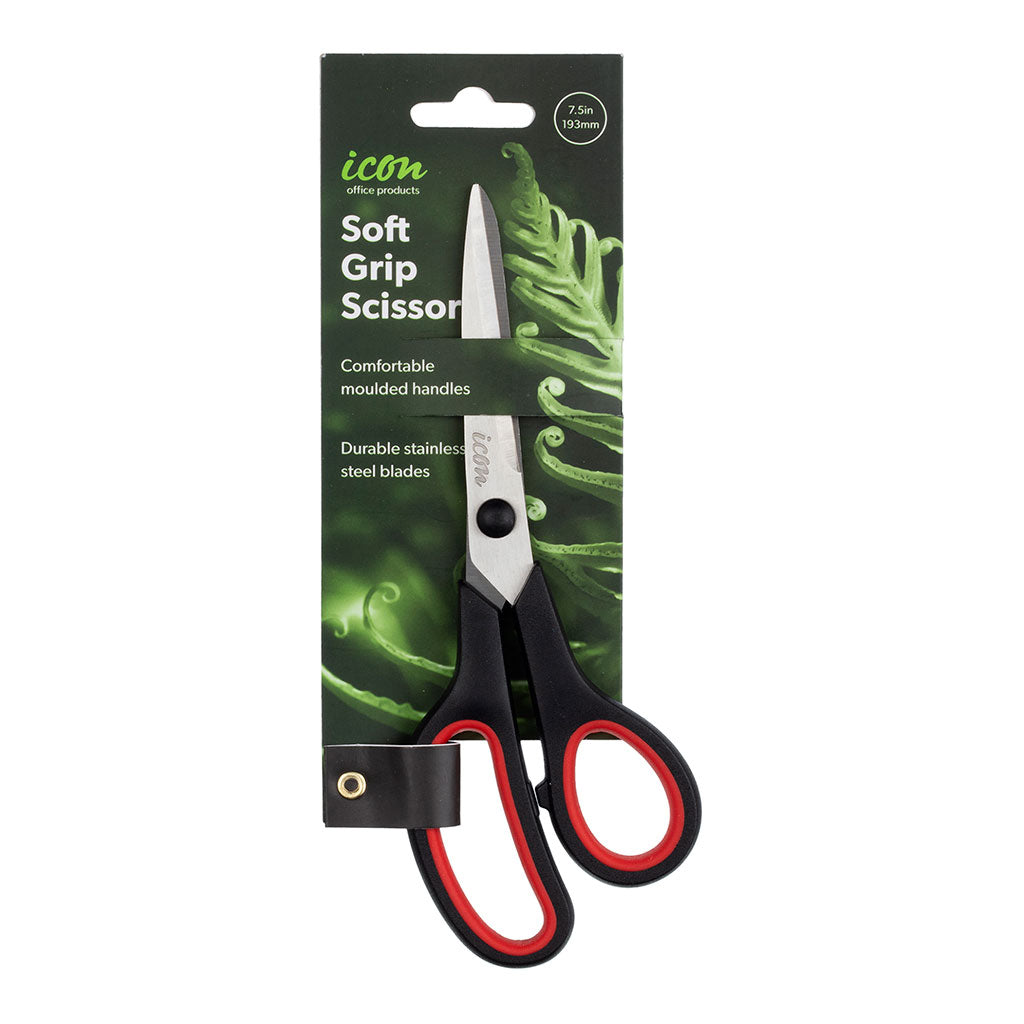 SCISSOR ICON SOFT GRIP 7.5INCH BLACK